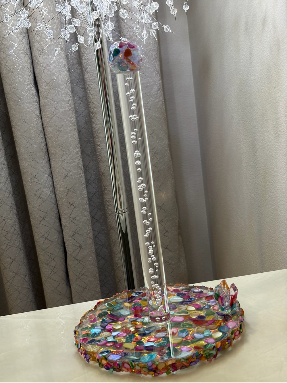 Multicolor crashed  shells Paper Towel Holder - Decorative Kitchen Stand